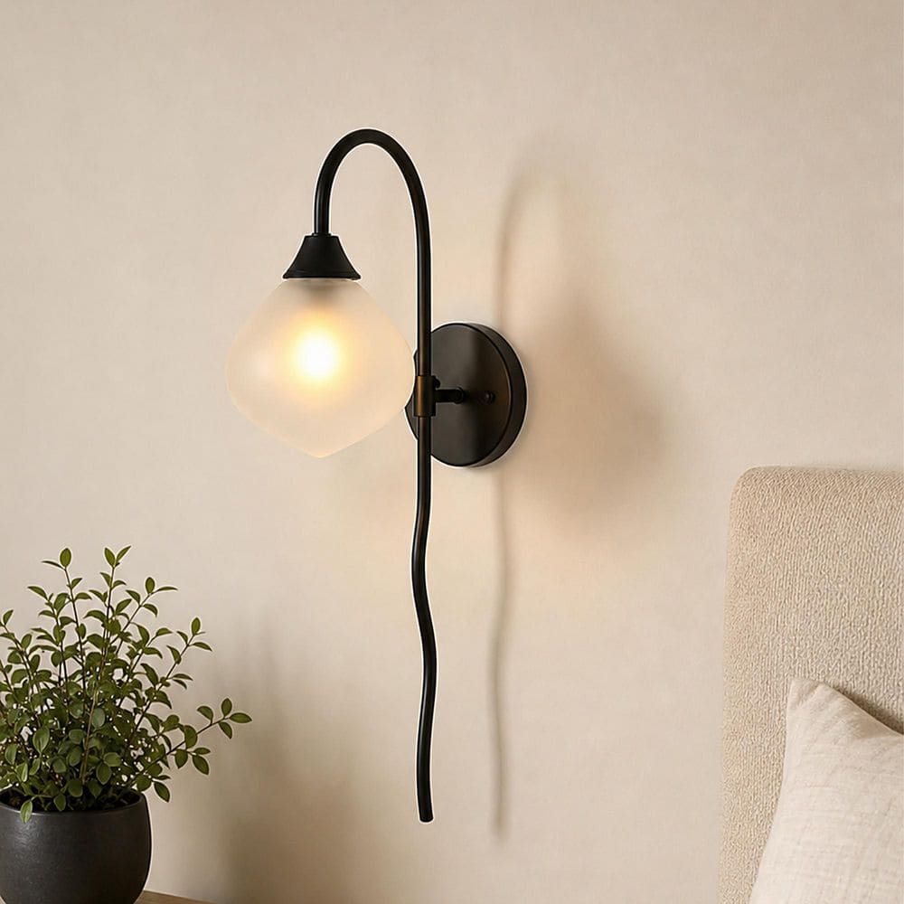 5.9 in. 1-Light Black Wall Sconce with Frosted Blown Glass for Entryway Hallway Living Room Modern Bathroom Vanity Light price history on PriceWatchPro
