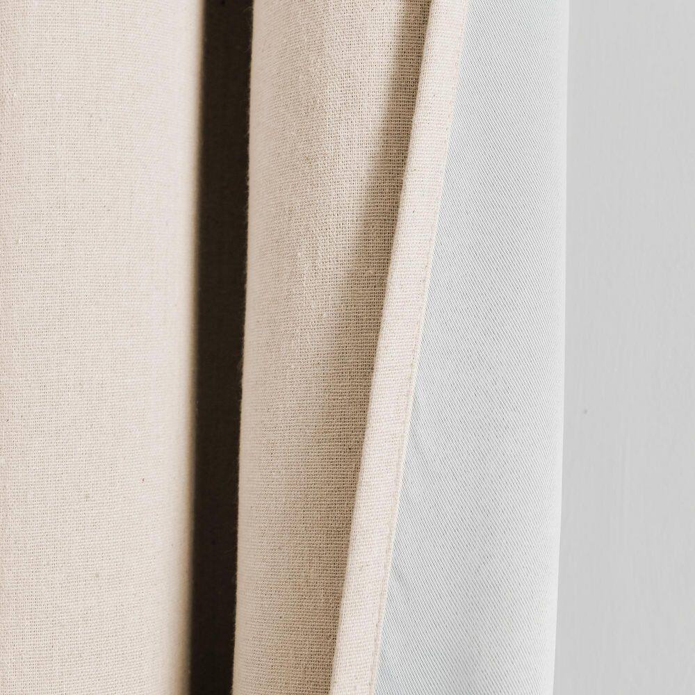 Dark Linen Grommet Blackout Cotton Blend Curtain Panel