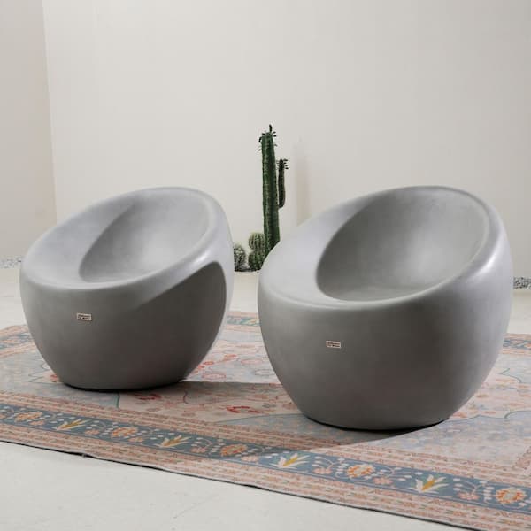 Abla W 28. 9 in. Outdoor Terrafab Single Chair Set of 2-Gray