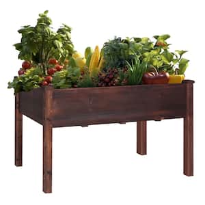 47 in. x 23 in. x 30 in. Carbonized Wooden Raised Garden Bed with Liner