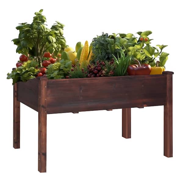 VEIKOUS 47 in. x 23 in. x 30 in. Carbonized Wooden Raised Garden Bed with Liner