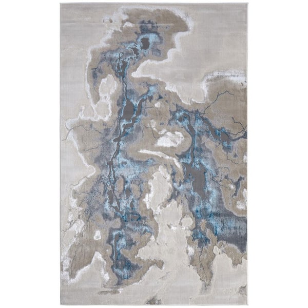 Blue 7 x 10 ft. Loomed Abstract Rectangle Indoor Area Rug