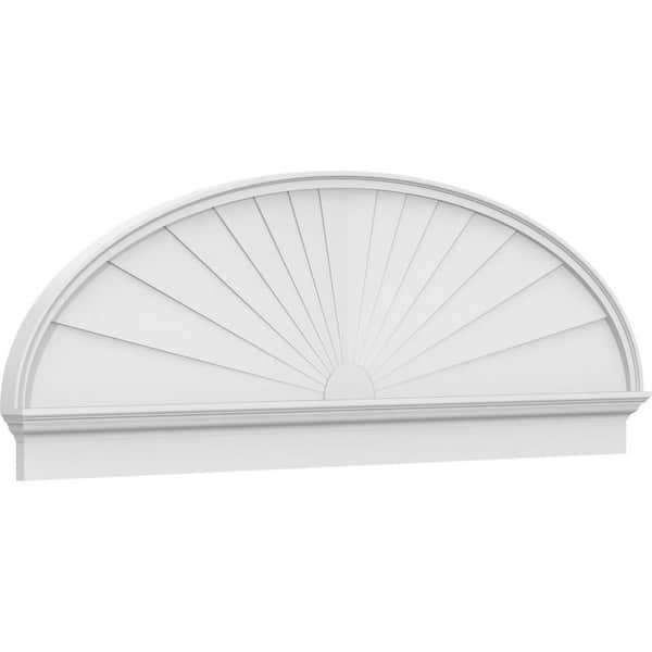 Ekena Millwork 2-3/4 in. x 78 in. x 26-3/8 in. Elliptical Sunburst Architectural Grade PVC Combination Pediment
