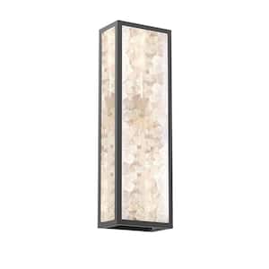 Salt Creek 32 in. Black Indoor/Outdoor Hardwired Wall LED Sconce with Clear Acrylic Shade and Quartz Crystalline Inserts