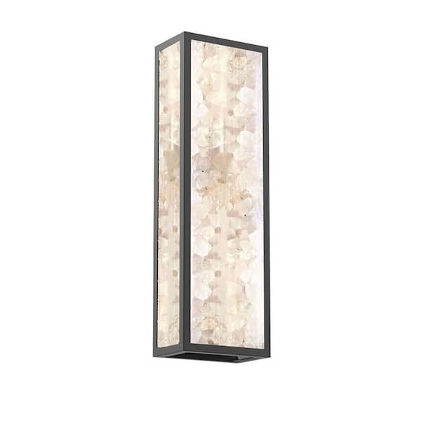 Salt Creek 32 in. Black Indoor/Outdoor Hardwired Wall LED Sconce with Clear Acrylic Shade and Quartz Crystalline Inserts