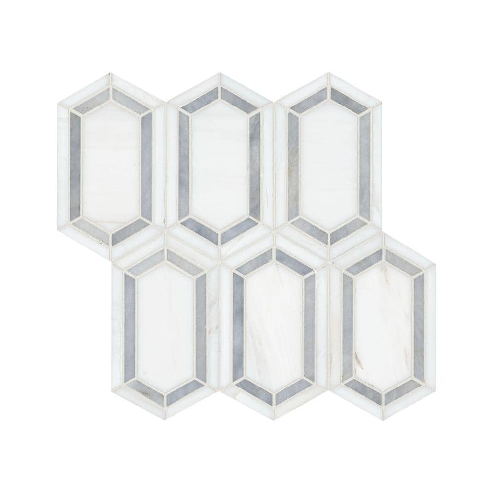 Take Home Tile Sample - Pavilion Picket 6 in. x 6 in. Polished Marble Mesh-Mounted Mosaic Tile (0.25 sq. ft.) price history on PriceWatchPro