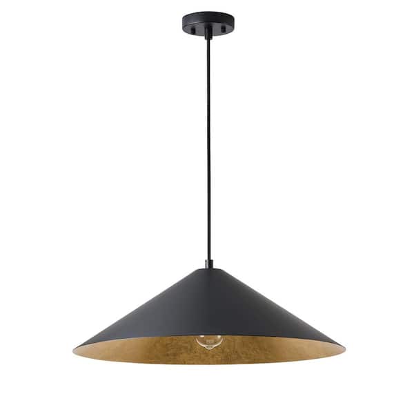Farmhouse 23.62 in. 1-Light Pendant Light Kitchen Island Light Fixture with Metal Cone Shade