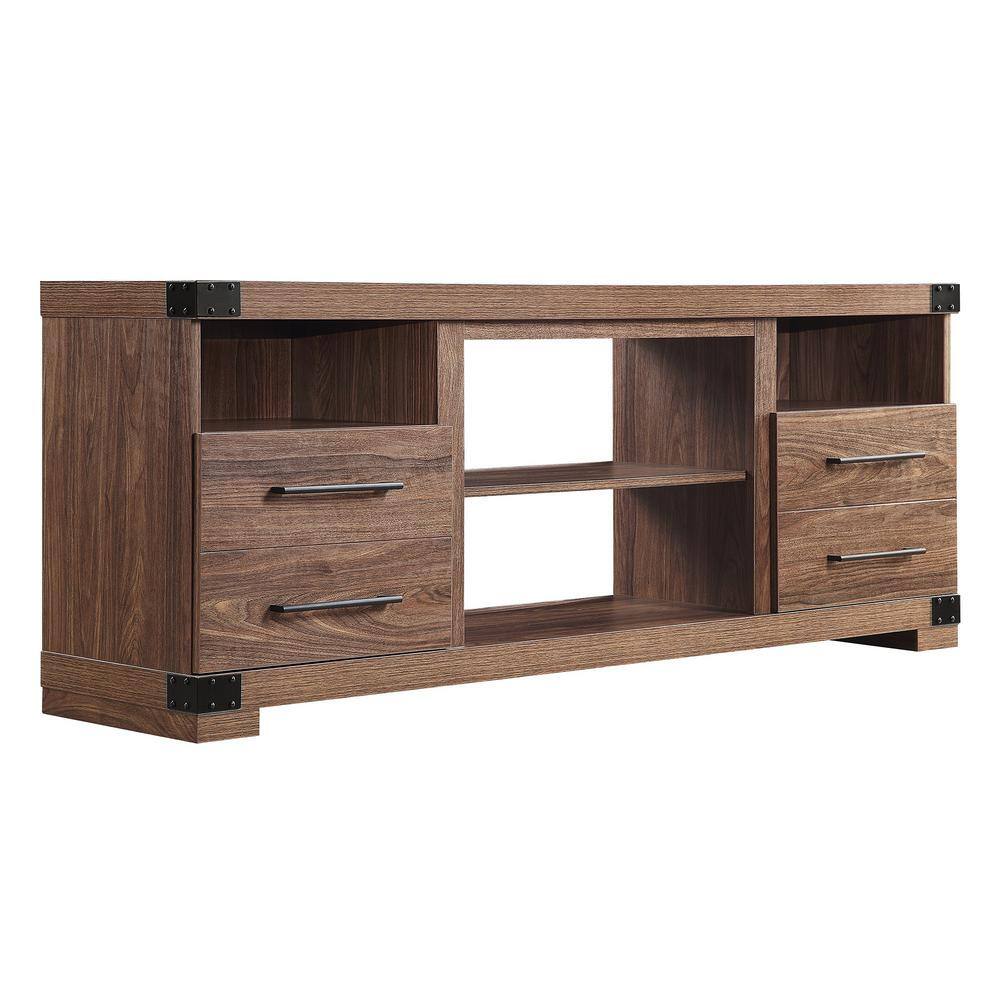 Richmond 60" Brown Wood TV Stand with Drawers and Shelves