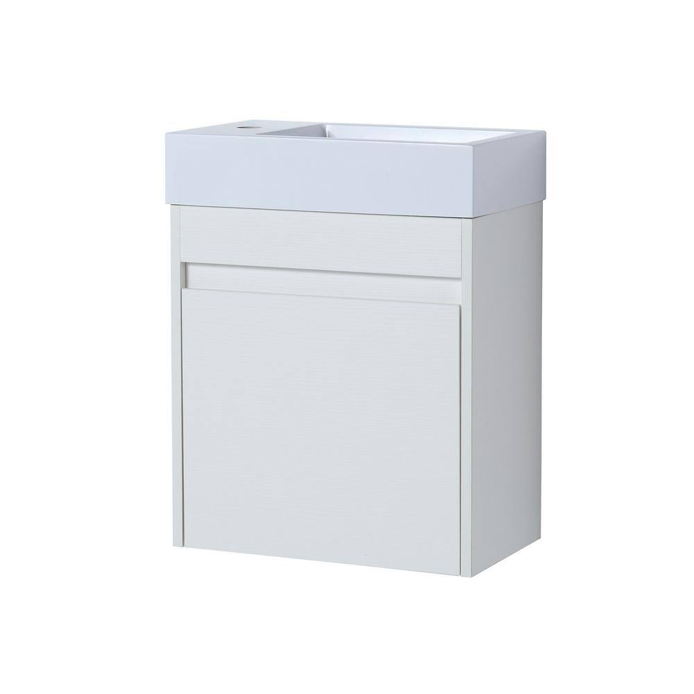 18.11 in. W x 10.23 in. D x 22.83 in. H Floating Wall-Mounted Bath Vanity with White Resin Sink Top in White price history on PriceWatchPro