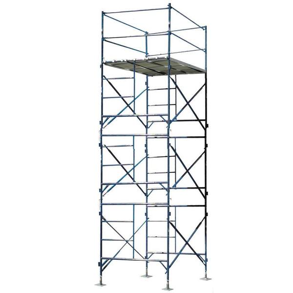 PRO-SERIES 16 ft. x 7 ft. x 5 ft. 3-Story Commercial Grade Scaffold Tower with Base Plates 750 lb. Load Capacity