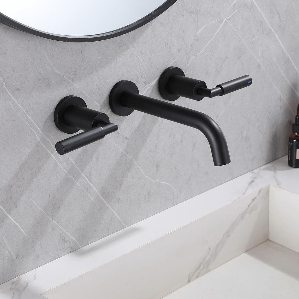 Matte Black Wall-Mounted Solid Brass Bathroom Faucet