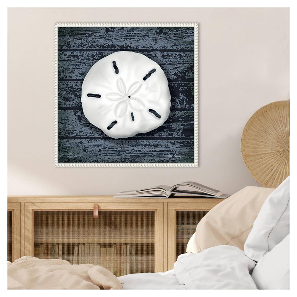 Seashore Shells Navy II White Floater Frame Canvas Print