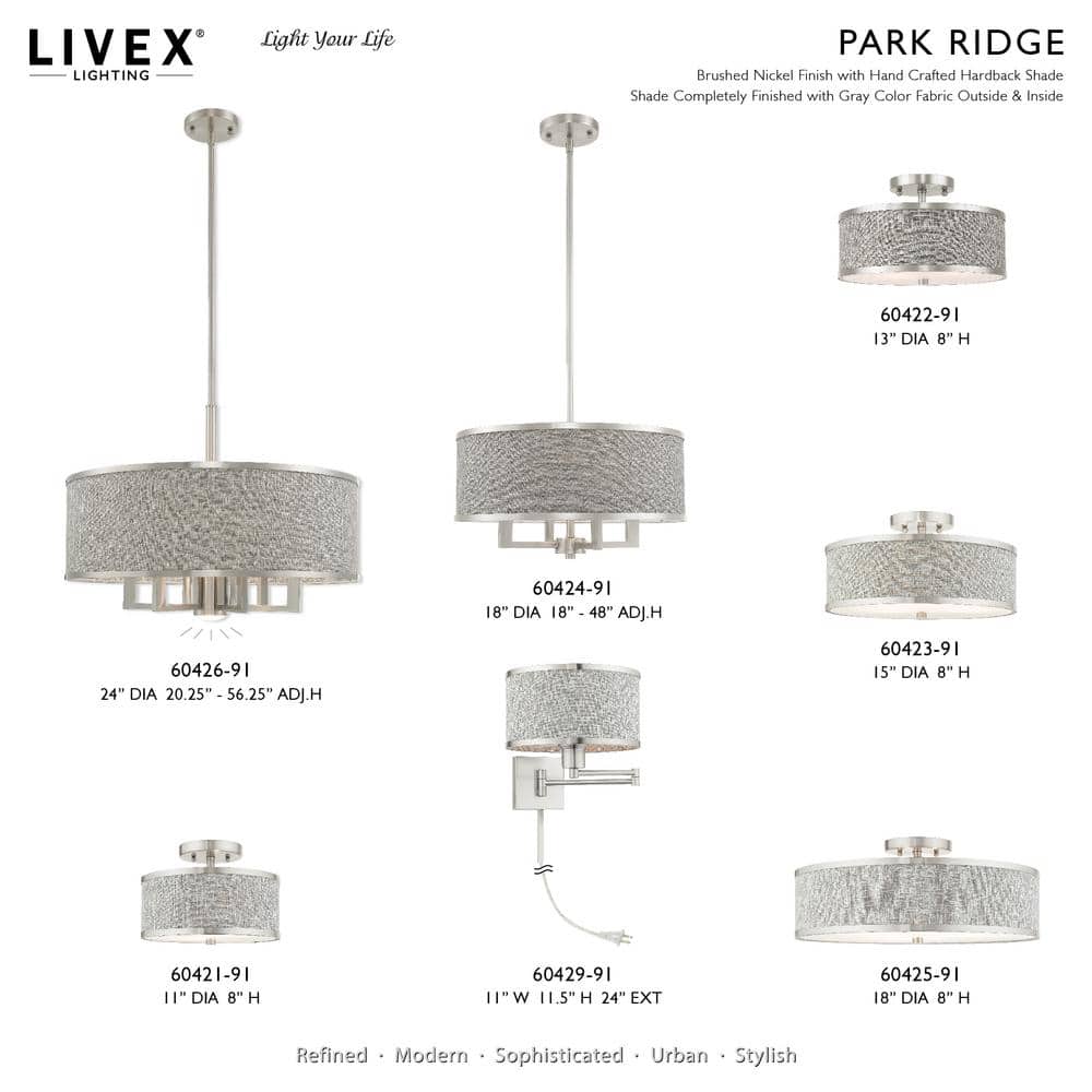 Elegant Brushed Nickel 3-Light LED Drum Ceiling Fixture