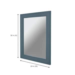 Medium Traditional Steel Blue Framed Mirror (24 in. W x 30 in. H)