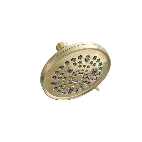 Modern 8-Spray Patterns with 1.8 GPM 6 in. Wall Mount Rain Fixed Shower Head in Brushed Gold