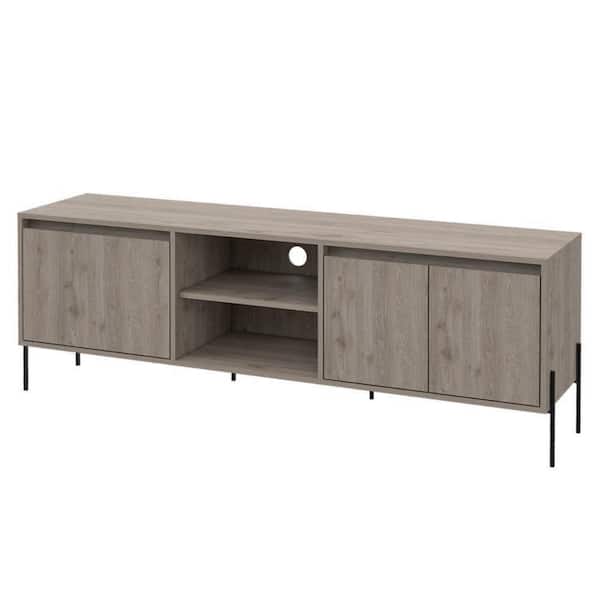 Benjara 63 in. Gray Wood TV Stand Fits TVs up to 65 in. with 1-Shelf