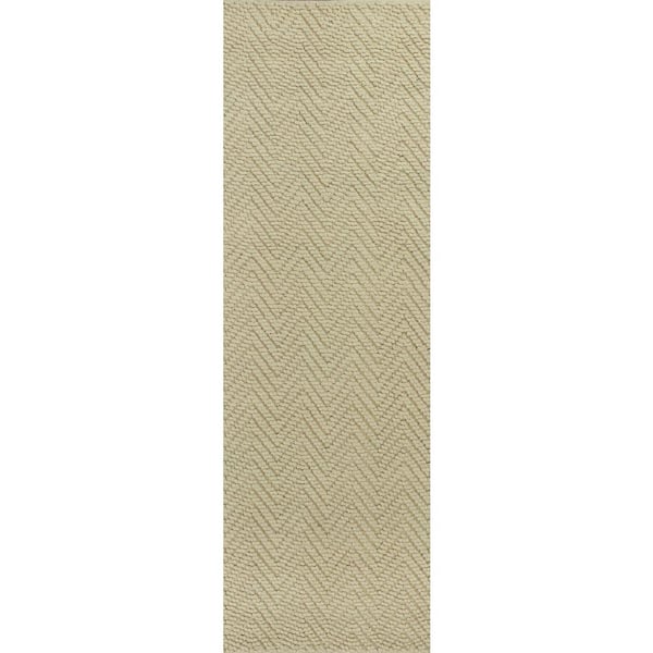 Kas Rugs Organic Herringbone Ivory 2 ft. x 8 ft. Runner Rug ...