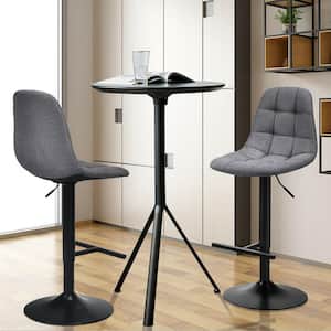 45.5 in. H Adjustable Bar Stools Low Back Matal Swivel Counter Height Linen Chairs with Back Gray (Set of 4)
