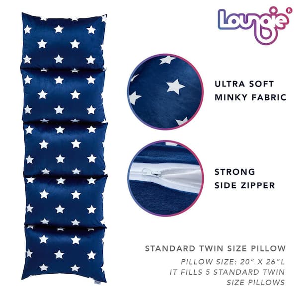 Loungie Navy Stars Bean Bag Covers Microfiber 88 in. x 26 in.