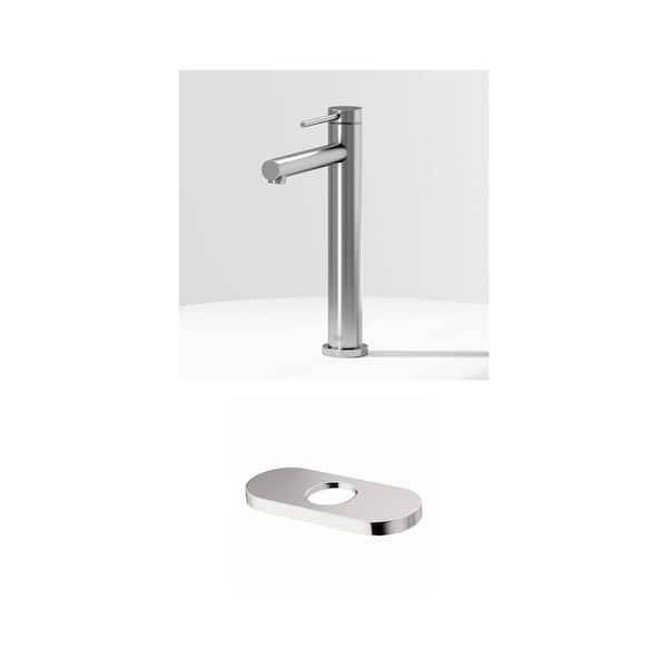 Jewel 11 in. Vessel Faucet and 5.5 in. Hole Cover Deck Plate Combo in Brushed Nickel (2-Piece)