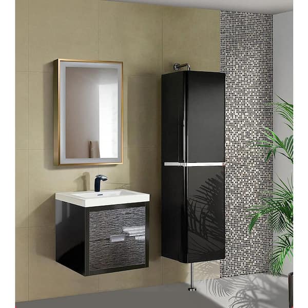 ELLO&ALLO 28 in. W x 36 in. H Rectangular Aluminum Framed LED Light with 3 Color and Anti-Fog Wall Bathroom Vanity Mirror in Gold