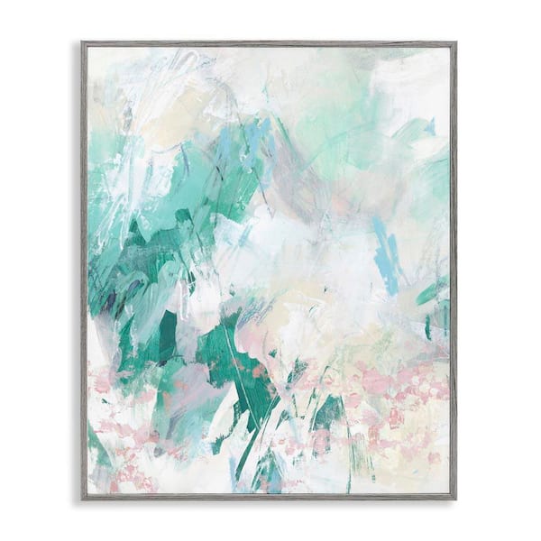 Stupell Industries Green Faded Splatter by June Erica Vess Gray Framed Abstract Giclee Art Print 20 in. x 16 in.