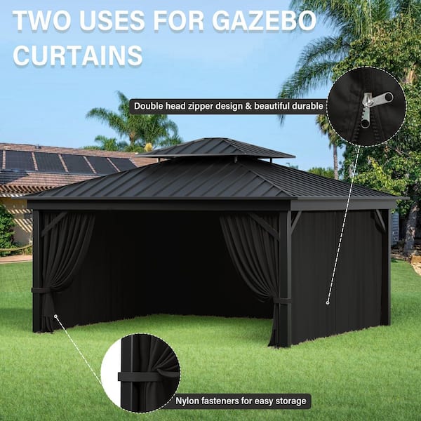 Kimunuk 12 ft. x 14 ft. Universal Outdoor Privacy Curtains, Gazebo