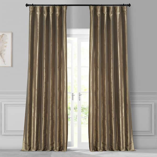Exclusive Fabrics & Furnishings Gold Nugget Faux Silk Rod Pocket Room Darkening Curtain - 50 in. W x 96 in. L (1 Panel)