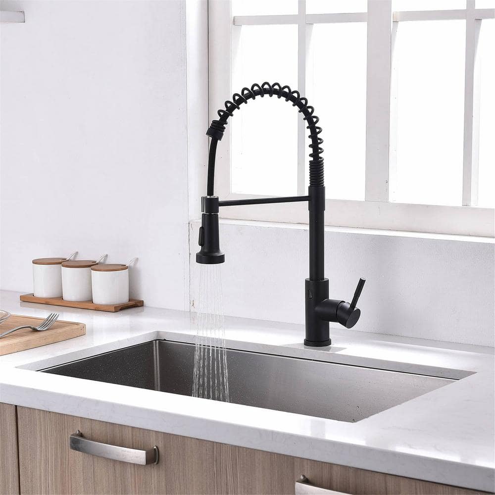 Matte Black Touchless Pull Down Kitchen Faucet with Spray