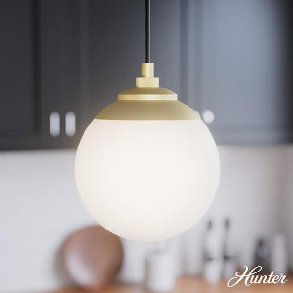 Hunter Hepburn 3-Light Modern Brass Island Chandelier with Cased White Glass Shades