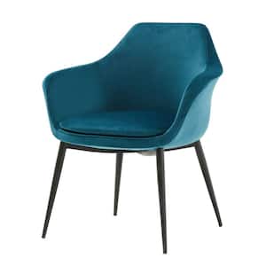 Blue Fabric Tapered Legs Dining Chair