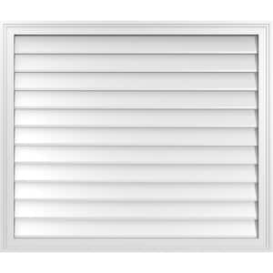 40 in. x 34 in. Vertical Surface Mount PVC Gable Vent: Decorative with Brickmould Frame