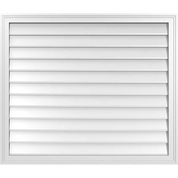 Ekena Millwork 40 in. x 34 in. Vertical Surface Mount PVC Gable Vent: Decorative with Brickmould Frame