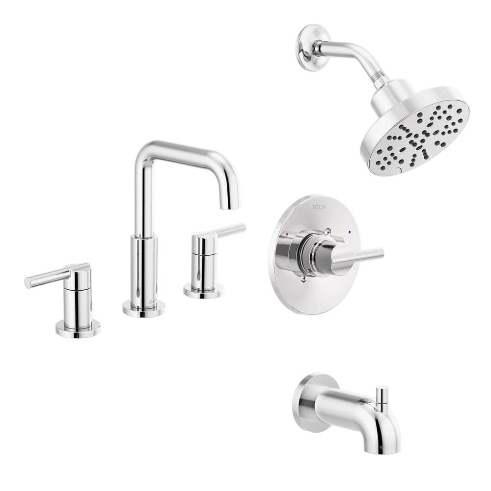 Nicoli 5-Spray Tub and Shower Faucet with 8 in. Widespread Double Handle Bathroom Faucet in Chrome price history on PriceWatchPro