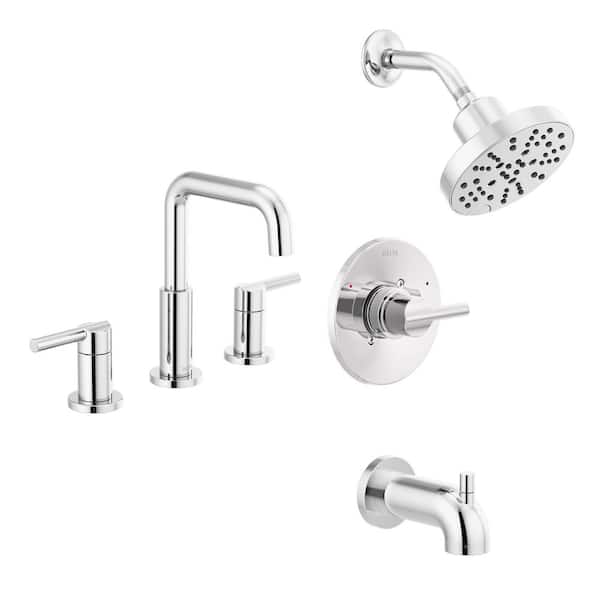 Delta Nicoli 5-Spray Tub and Shower Faucet with 8 in. Widespread Double Handle Bathroom Faucet in Chrome