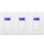 15 Amp 7-Day In-Wall Programmable Indoor Digital Timer Switch with Wall Plates, White (3-Pack)