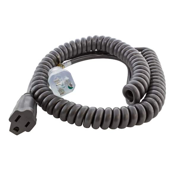 AC WORKS Up to 10 ft. 10 Amp 18/3 Coiled Medical Grade Extension