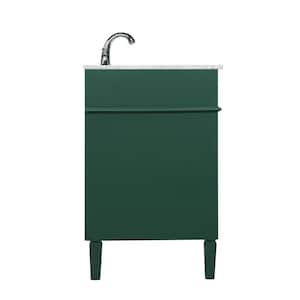 Timeless Home 36 in. W Single Bath Vanity in Green with Marble Vanity Top in Carrara with White Basin