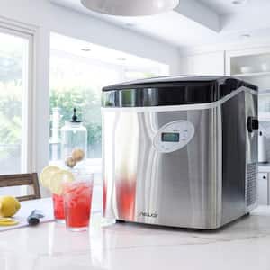 Portable 50 lb. of Ice a Day Countertop Ice Maker BPA Free Parts with 3 Ice Sizes and Easy to Clean - Stainless Steel