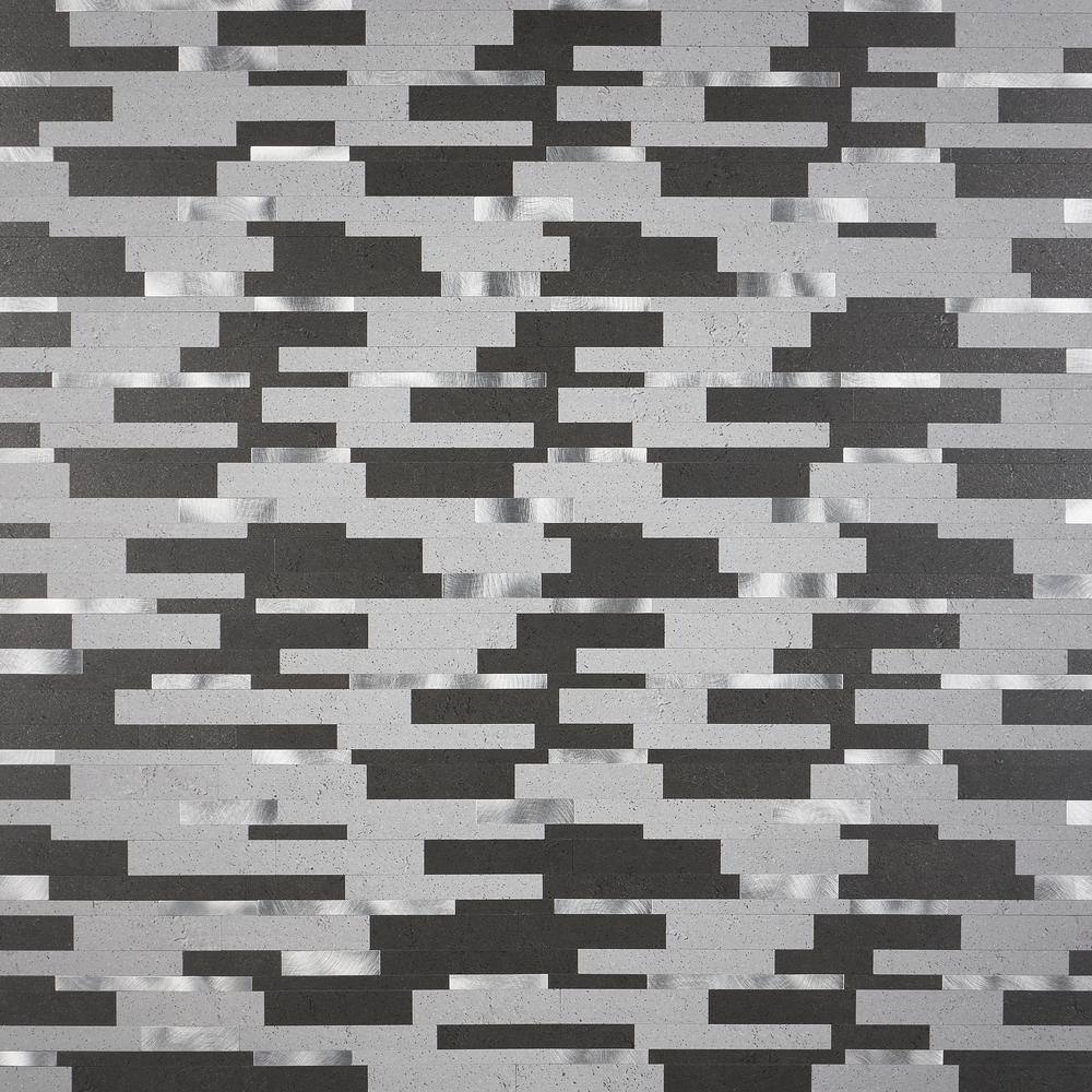 Gray Aluminum Peel and Stick Mosaic Tile Sheet