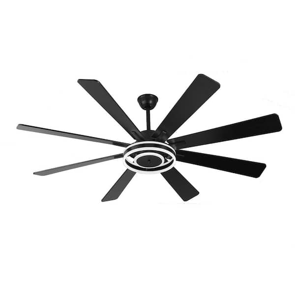 Light Luxury 72 in. Indoor Dimmable Matte Black Ceiling Fan with LED Light and Remote, 6-Speed Reversible Blades