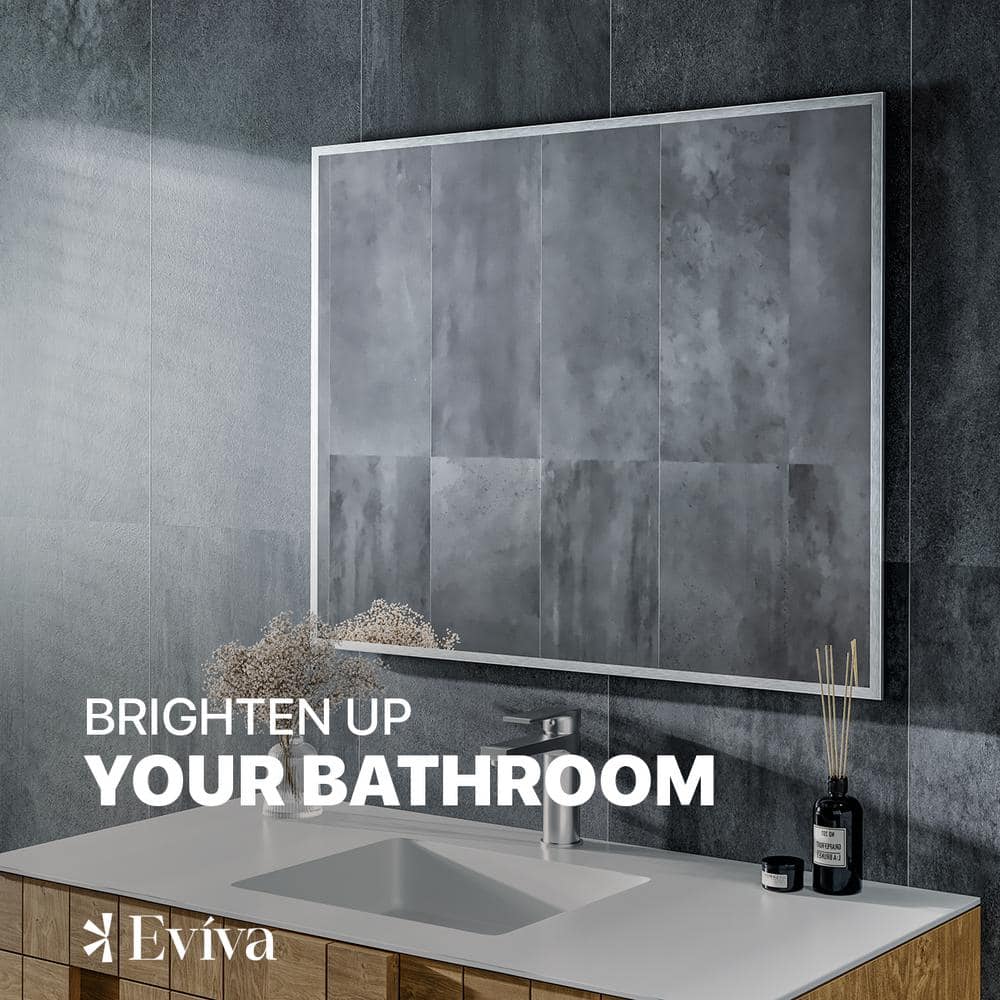 Modern Chrome Brushed 24"x30" Rectangular Bathroom Vanity Mirror