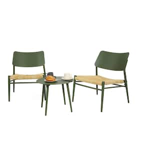 Green 3-Piece Aluminum Outdoor Bistro Set, Patio Bistro Table and Chairs Set for Backyard, Garden, Porch, Lawn