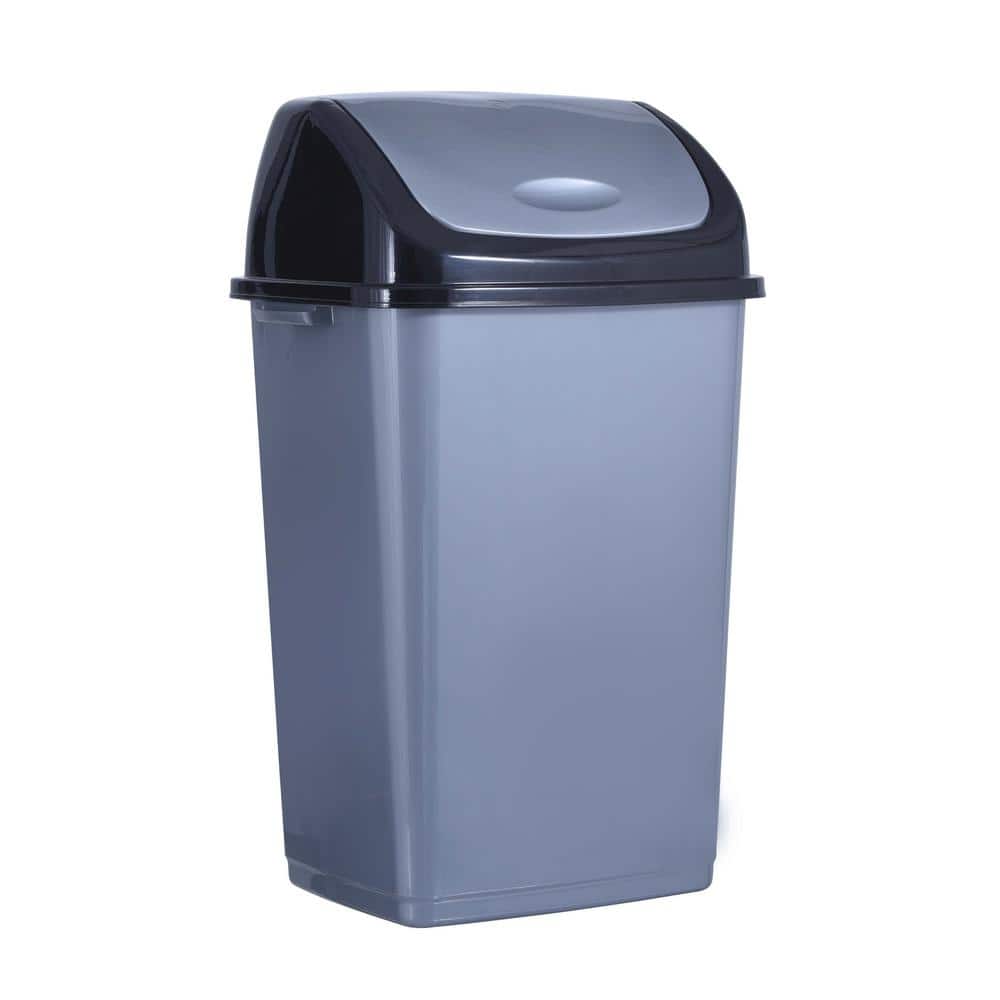 Sterilite 13 Gallon Trash Can, Plastic Swing Top Kitchen Trash Can, White