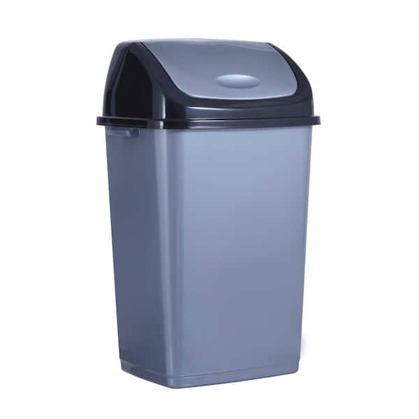 Kitchen Trash Can With Lid 13 Gallon Garbage Can, Trash Container Black 