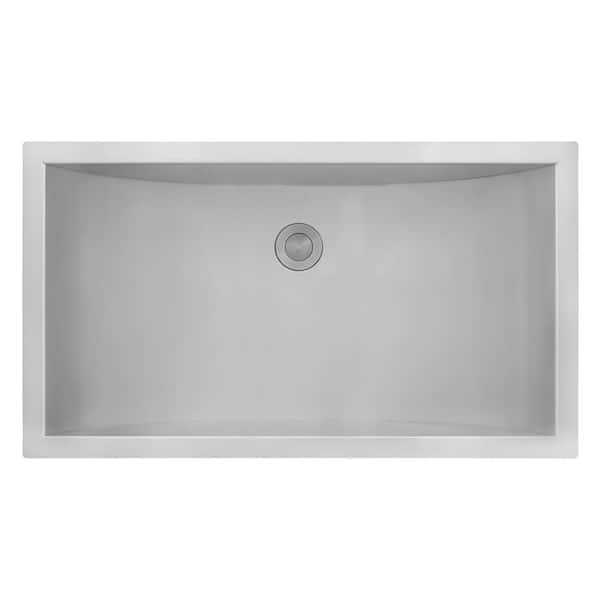Ruvati Ariaso 34 in. x 14 in . Undermount Bathroom Sink in Gray Brushed Stainless Steel