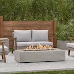 Brookhurst 56 in. L X 13 in. H Outdoor GFRC Liquid Propane Fire Pit in Flint with Lava Rocks