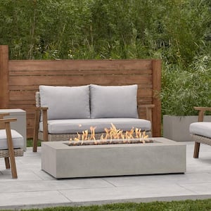 Brookhurst 56 in. L X 13 in. H Outdoor GFRC Liquid Propane Fire Pit in Flint with Lava Rocks