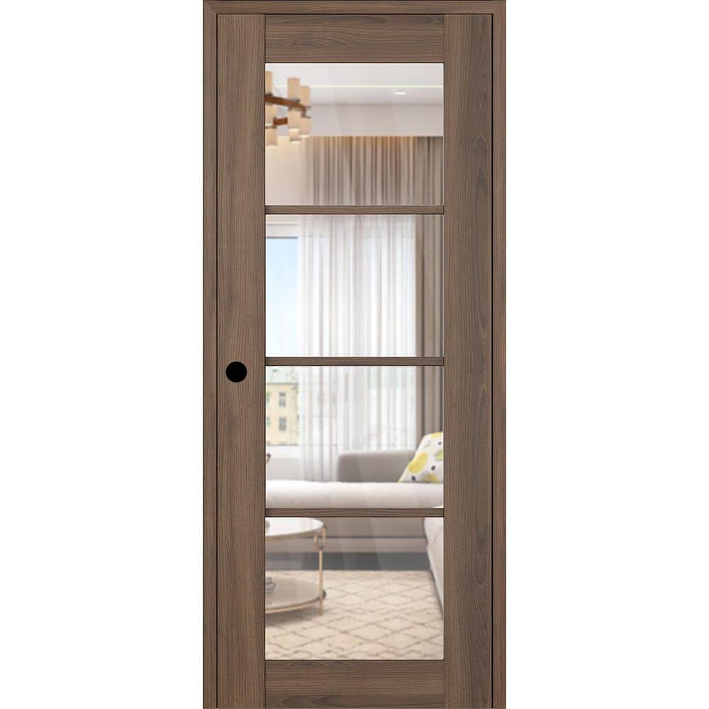 Vona 4 Lite DIY-Friendly 36 in. x 84 in. Right-Handed Clear Glass Pecan Nutwood Composite Single Prehung Interior Door price history on PriceWatchPro