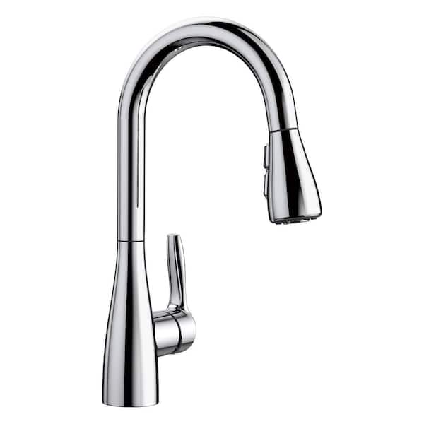 ATURA 1 Handle Gooseneck Bar Faucet with Pull-Down Sprayer in Polished Chrome